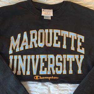 Marquette University Cropped Black Crew Neck Sweatshirt